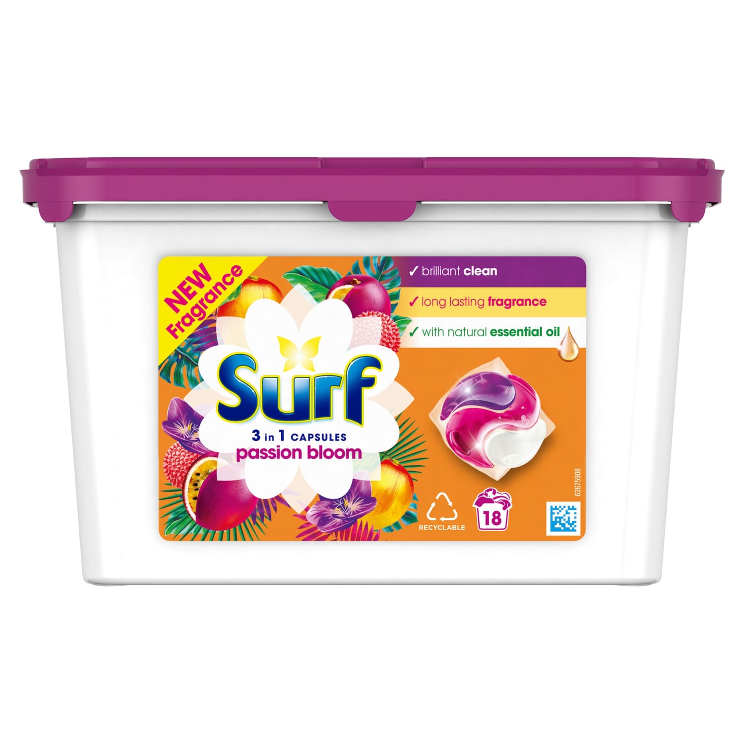 Surf 3 in 1 Washing Capsules Passion Bloom 18 Washes