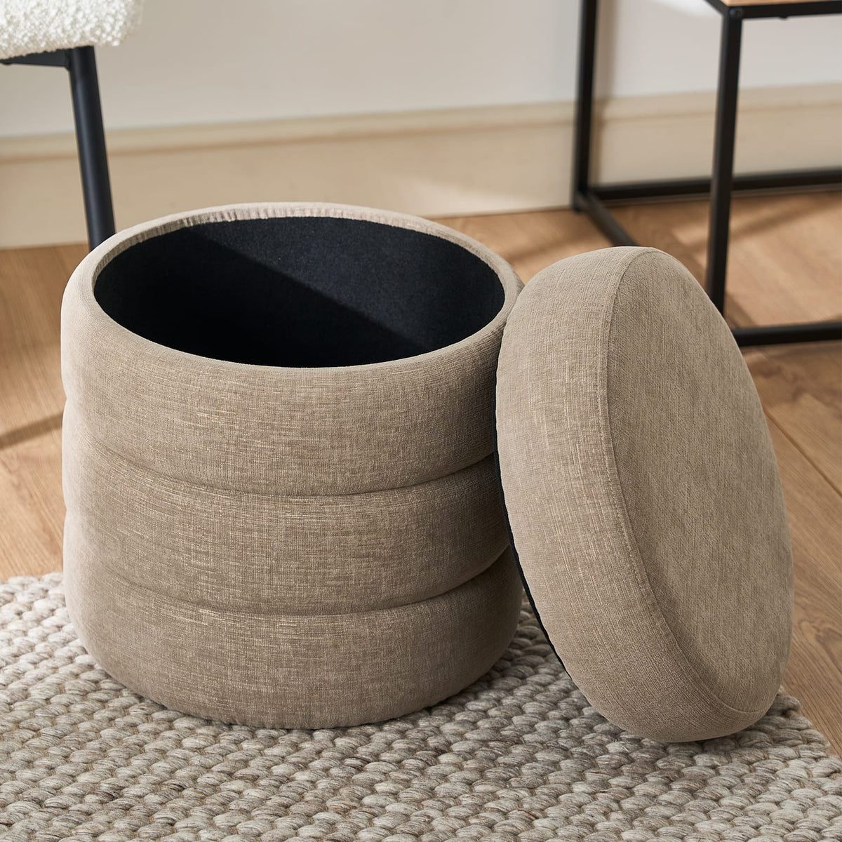Home Collections Ribbed Boucle Storage Stool, product image 4