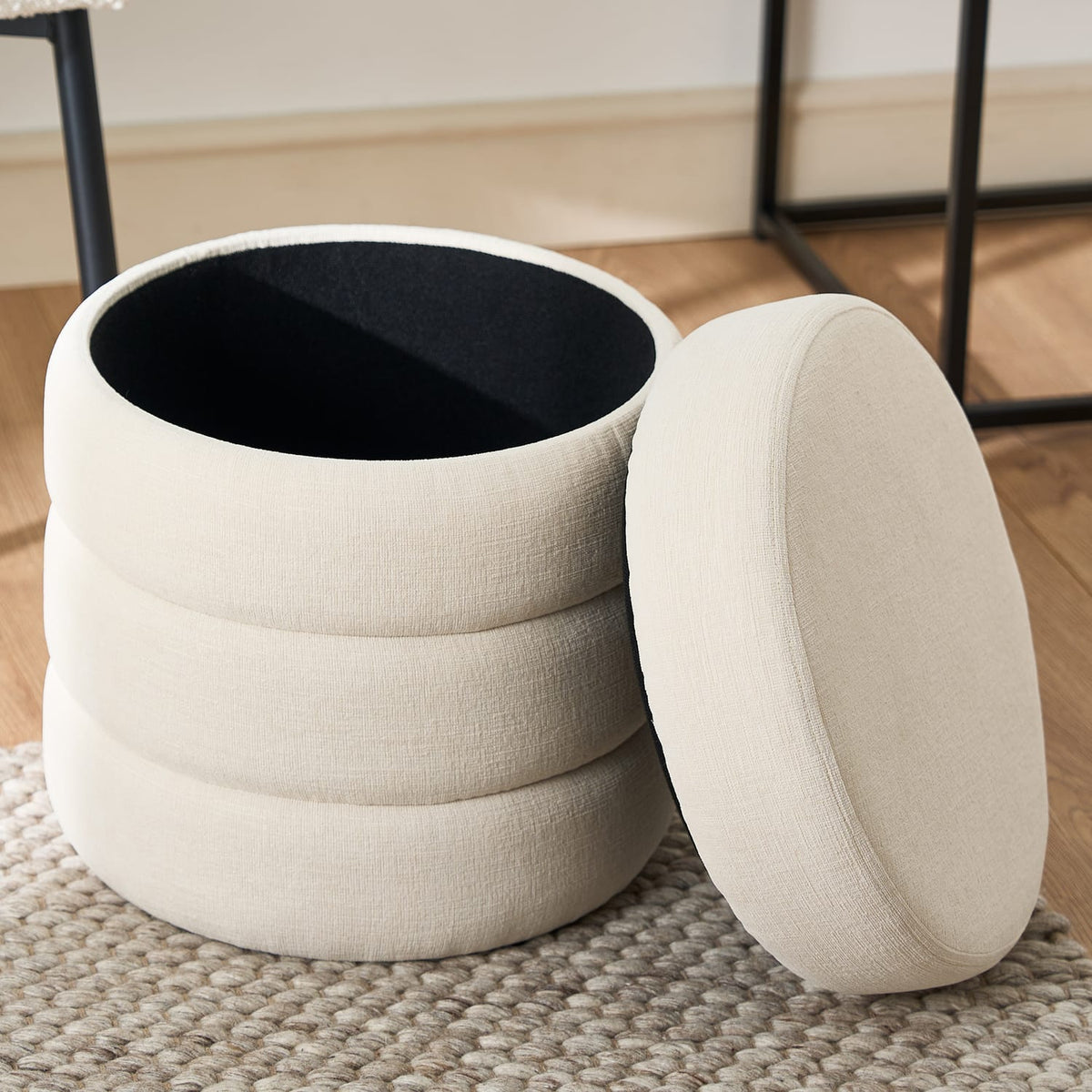 Home Collections Ribbed Boucle Storage Stool, product image 2