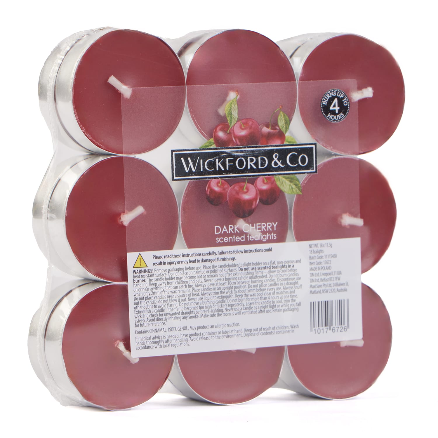 Wickford & Co. Scented Tealights 18 Pack - Dark Cherry