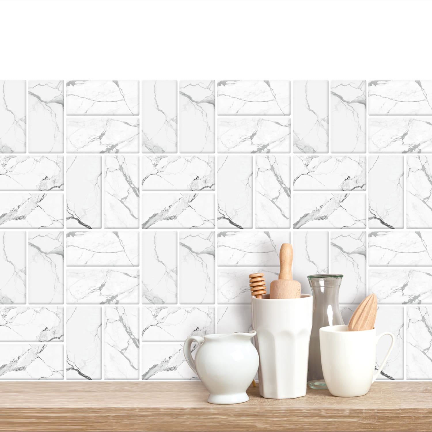 Stick Ease Self-Adhesive Vinyl Wall Tiles 3 Pack - Marble x2, product image 2