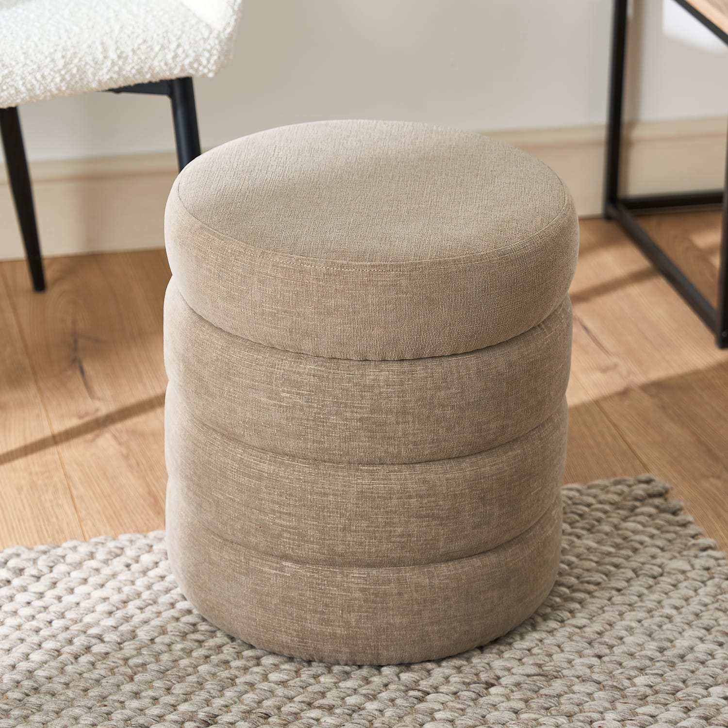 Home Collections Ribbed Boucle Storage Stool, product image 3