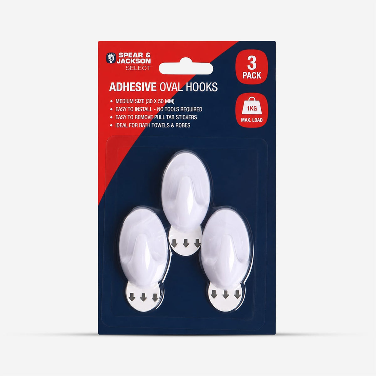 Spear & Jackson Adhesive Oval Hooks 3 Pack